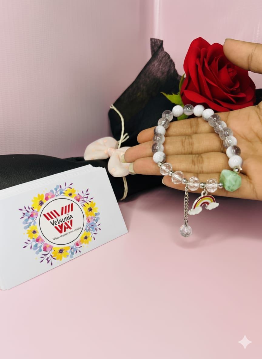 π Rainbow Dreams Beaded Charm Bracelet