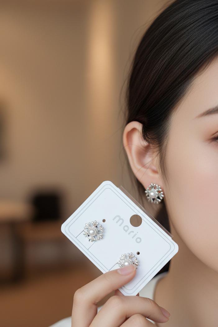 Sterling Silver Snowflake Stud Earring For Women And Girls