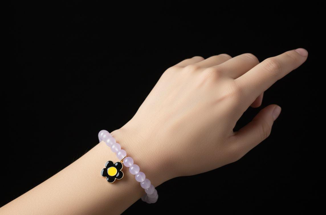 🌸Black Blossom Beaded Bracelet