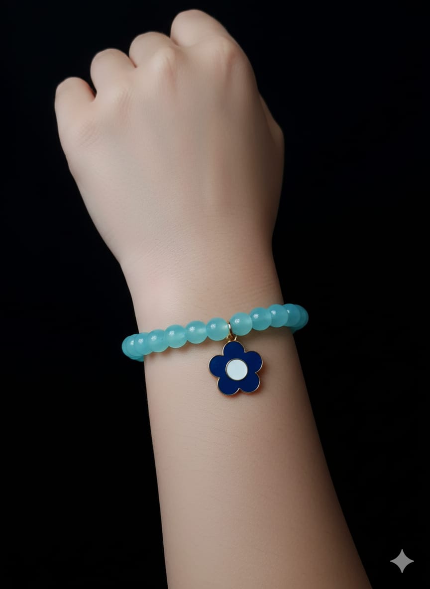 🌸 Blue Blossom Beaded Bracelet