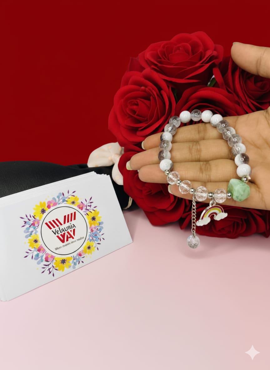 🌈 Rainbow Dreams Beaded Charm Bracelet