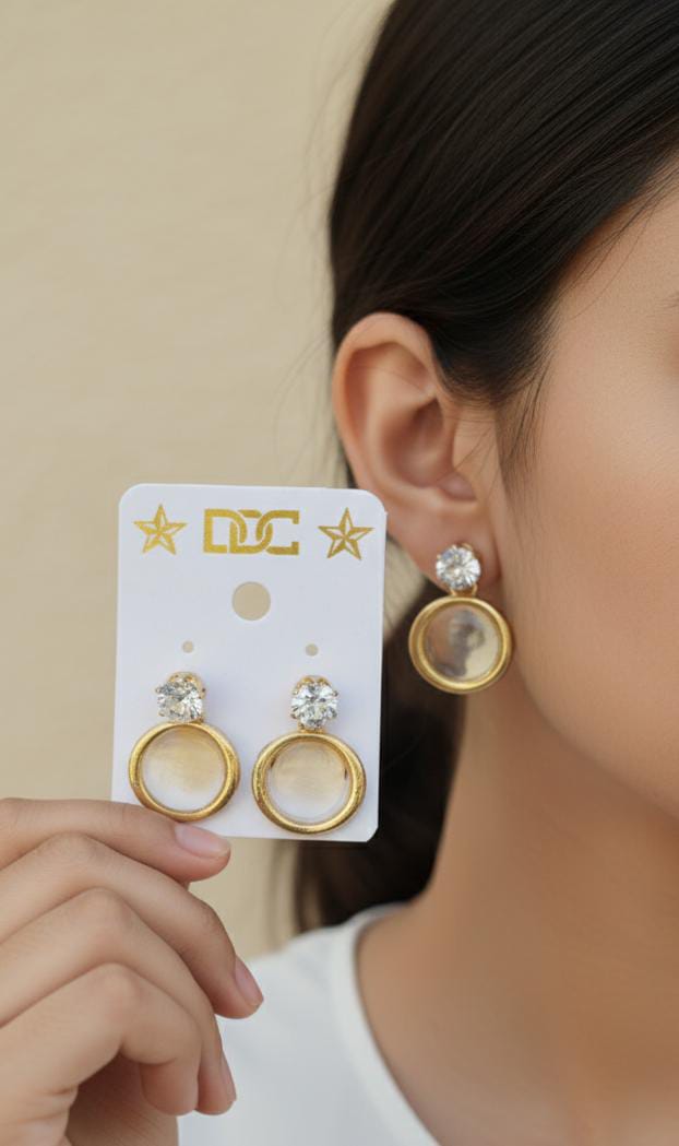 Golden Glow Crystal Circle Earrings