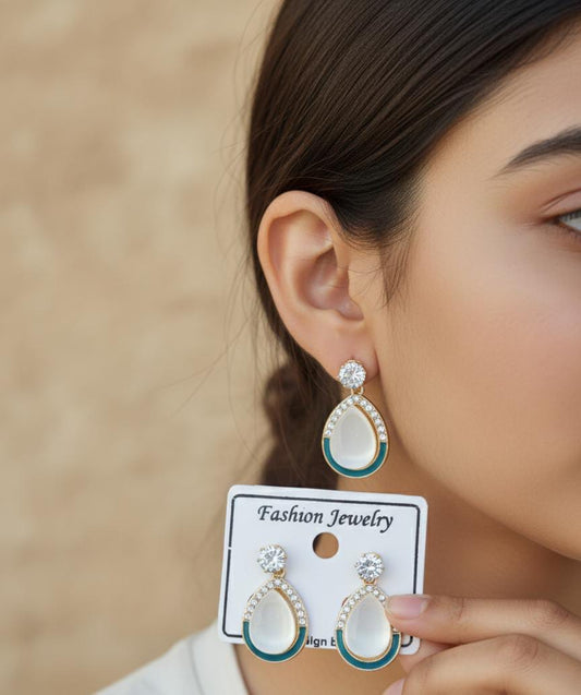 Classic Elegance Green Lined Earrings