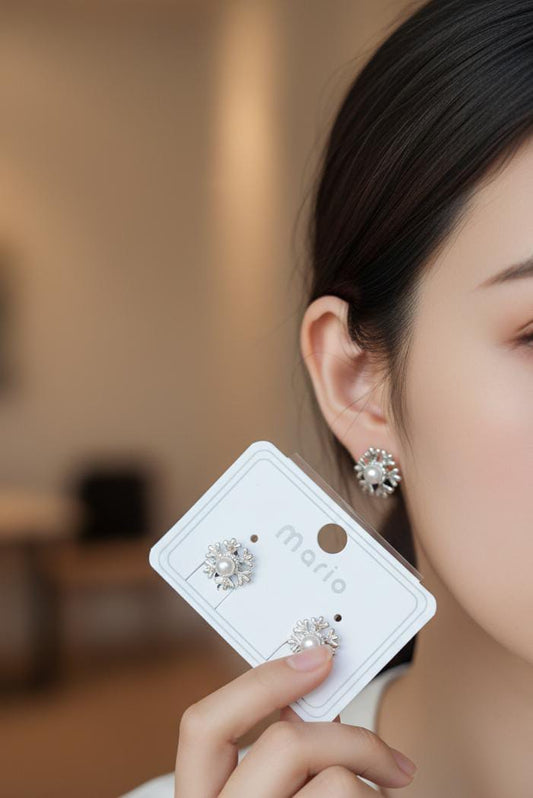 Sterling Silver Snowflake Stud Earring For Women And Girls