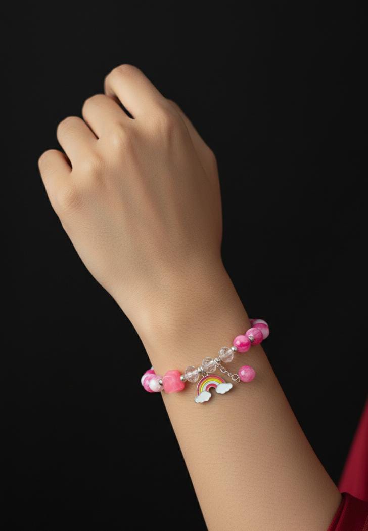 Pink 🌈 Rainbow Dreams Beaded Charm Bracelet