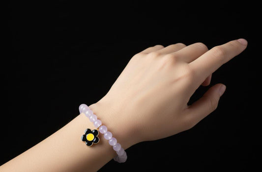 🌸Black Blossom Beaded Bracelet