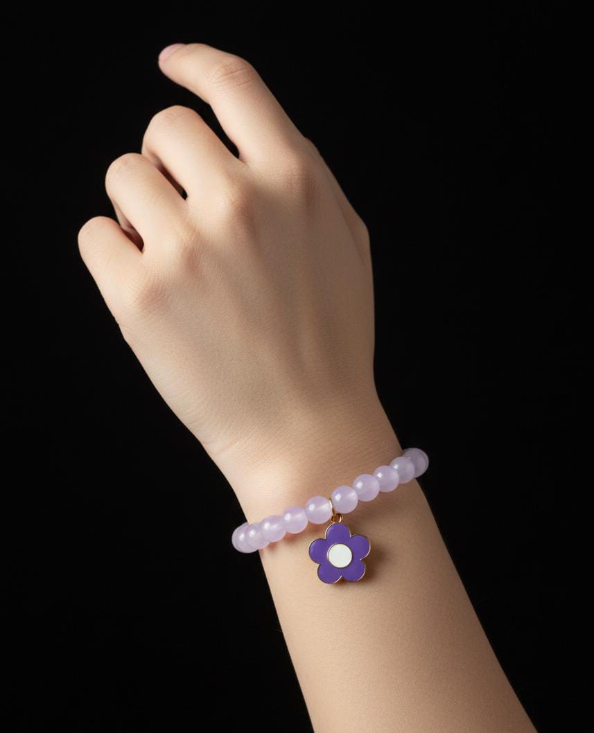 🌸 Purple Blossom Beaded Bracelet