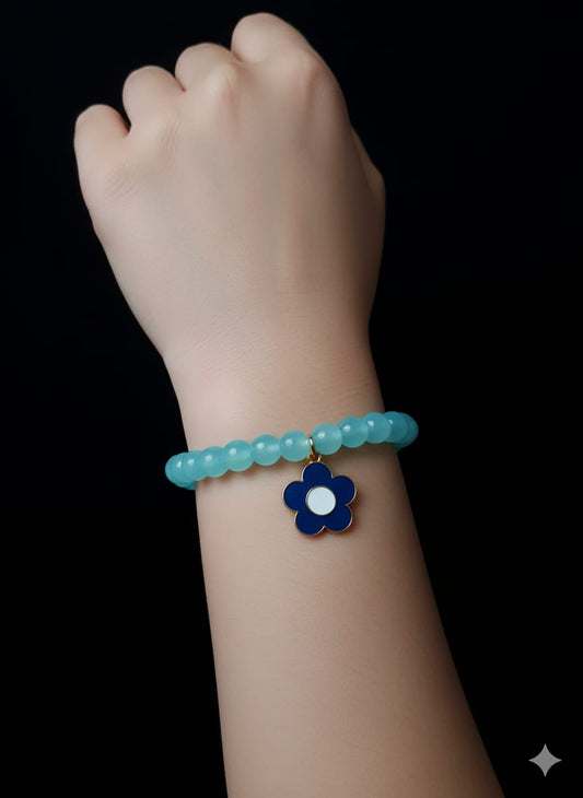 🌸 Blue Blossom Beaded Bracelet