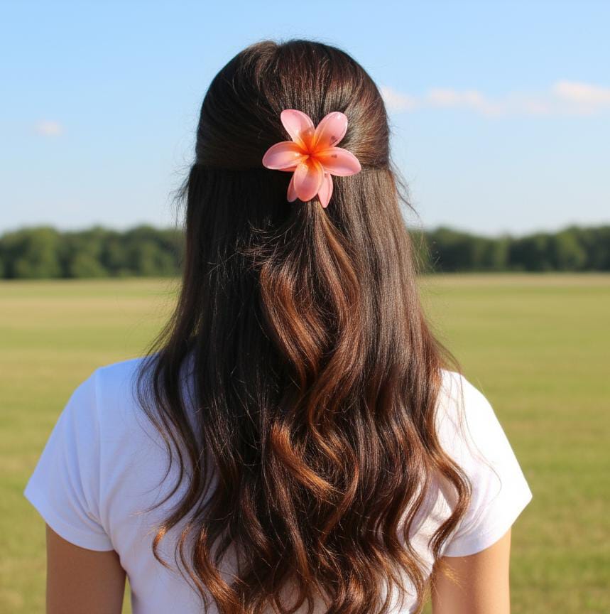 Stylish Plumeria Flower Hair Clips for Girls | Cute Floral Hair Claw Clips | Summer Hair Accessories for Women