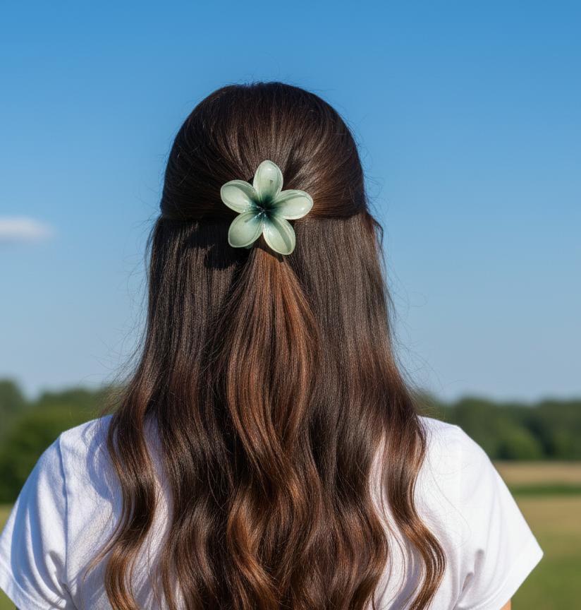 Stylish Plumeria Flower Hair Clips for Girls | Cute Floral Hair Claw Clips | Summer Hair Accessories for Women