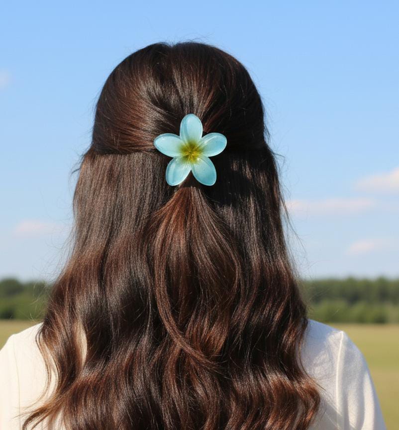Stylish Plumeria Flower Hair Clips for Girls | Cute Floral Hair Claw Clips | Summer Hair Accessories for Women