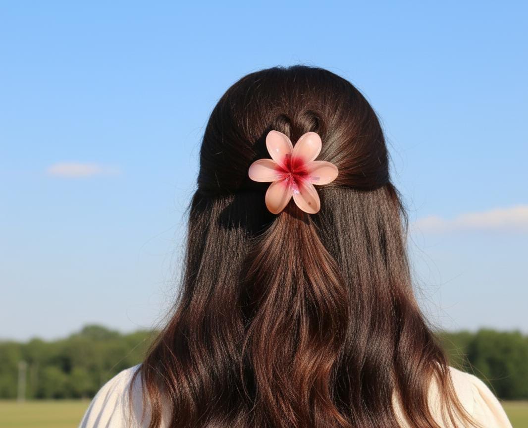 Stylish Plumeria Flower Hair Clips for Girls | Cute Floral Hair Claw Clips | Summer Hair Accessories for Women