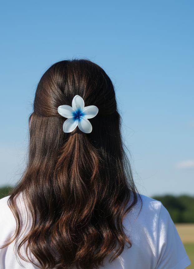 Stylish Plumeria Flower Hair Clips for Girls | Cute Floral Hair Claw Clips | Summer Hair Accessories for Women