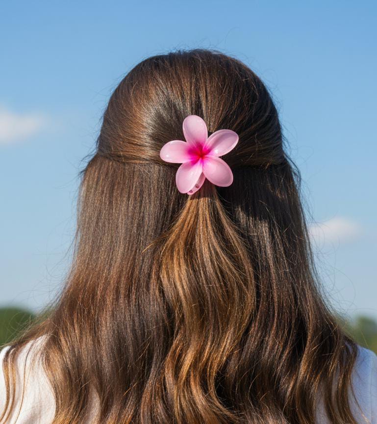 Stylish Plumeria Flower Hair Clips for Girls | Cute Floral Hair Claw Clips | Summer Hair Accessories for Women