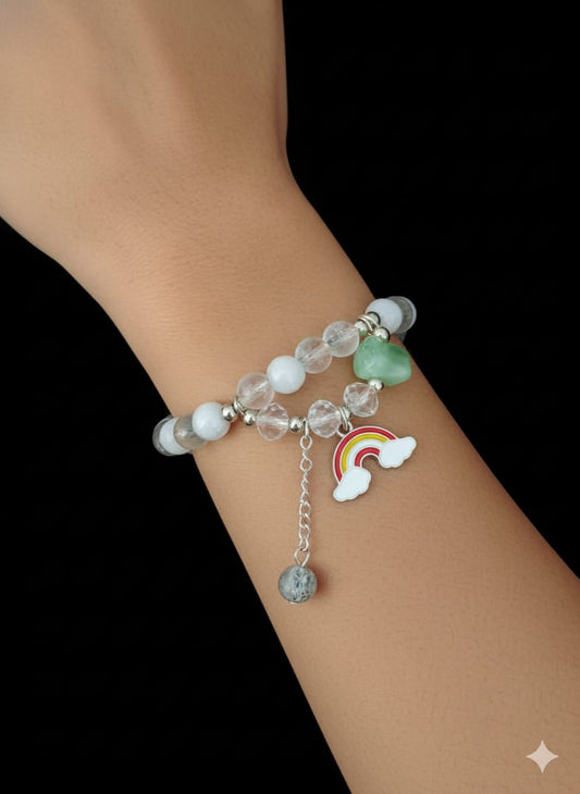 Gray 🌈 Rainbow Dreams Beaded Charm Bracelet