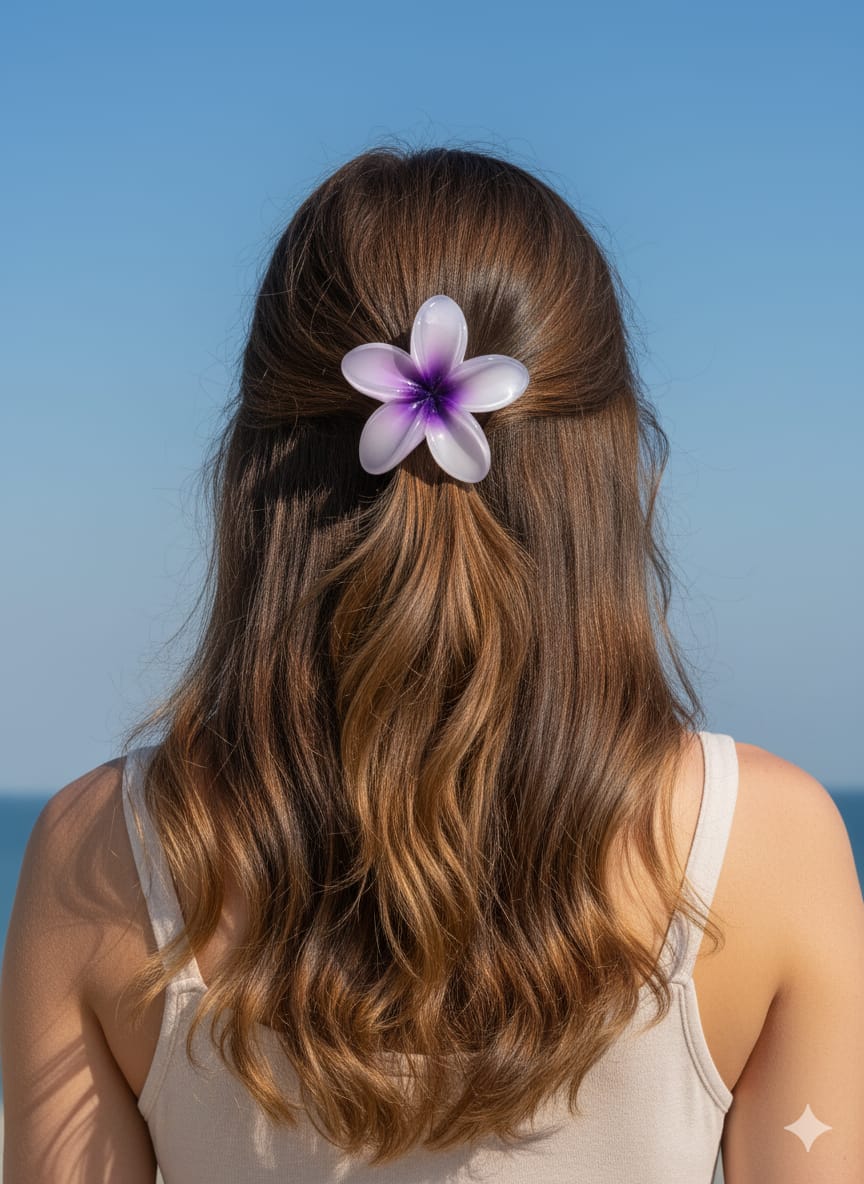 Stylish Plumeria Flower Hair Clips for Girls | Cute Floral Hair Claw Clips | Summer Hair Accessories for Women