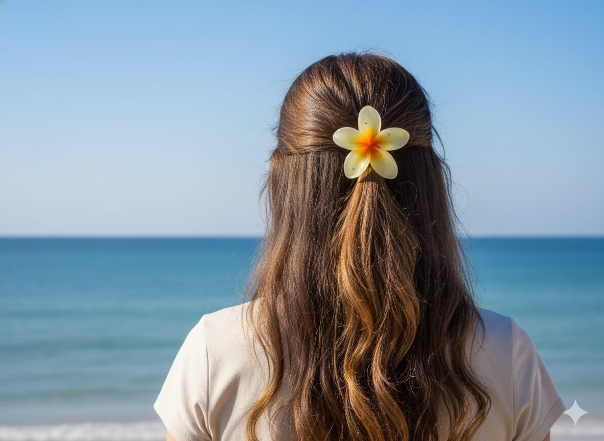 Stylish Plumeria Flower Hair Clips for Girls | Cute Floral Hair Claw Clips | Summer Hair Accessories for Women